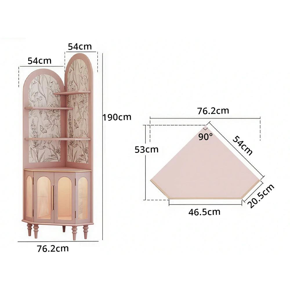 LUXORA Corner Storage Cabinet Multi-Layer Space Saving Organizer for Living Room Small Spaces - Pink