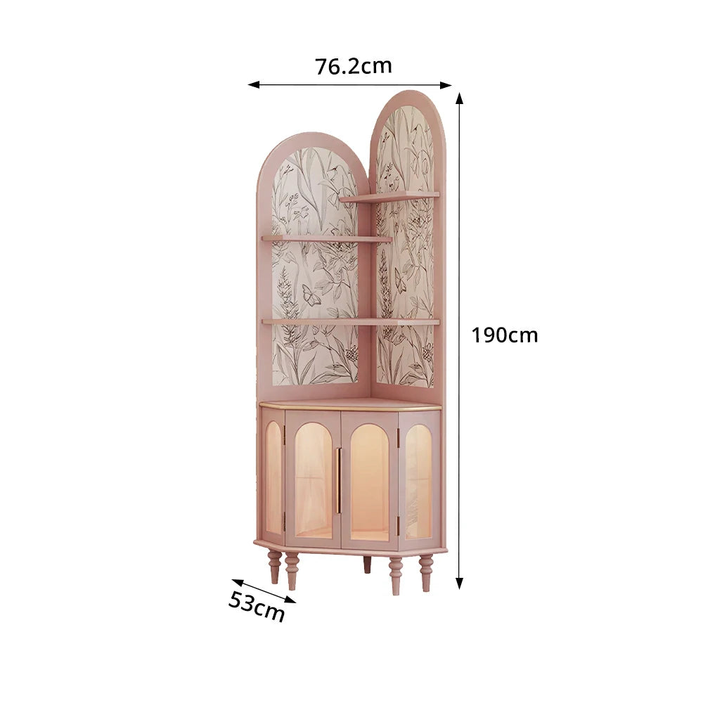 LUXORA Corner Storage Cabinet Multi-Layer Space Saving Organizer for Living Room Small Spaces - Pink