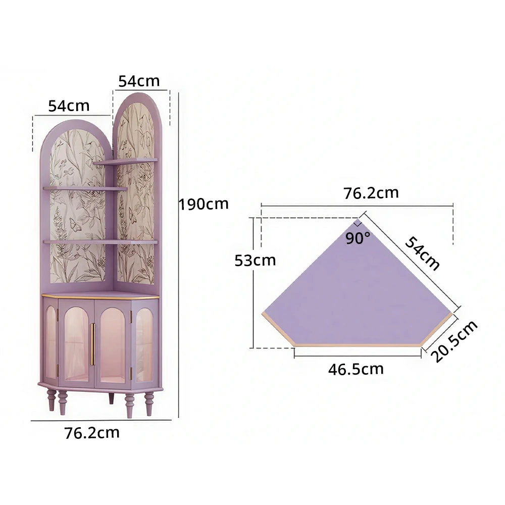 LUXORA Corner Storage Cabinet Multi-Layer Space Saving Organizer for Living Room Small Spaces - Purple