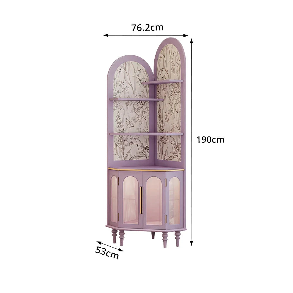 LUXORA Corner Storage Cabinet Multi-Layer Space Saving Organizer for Living Room Small Spaces - Purple
