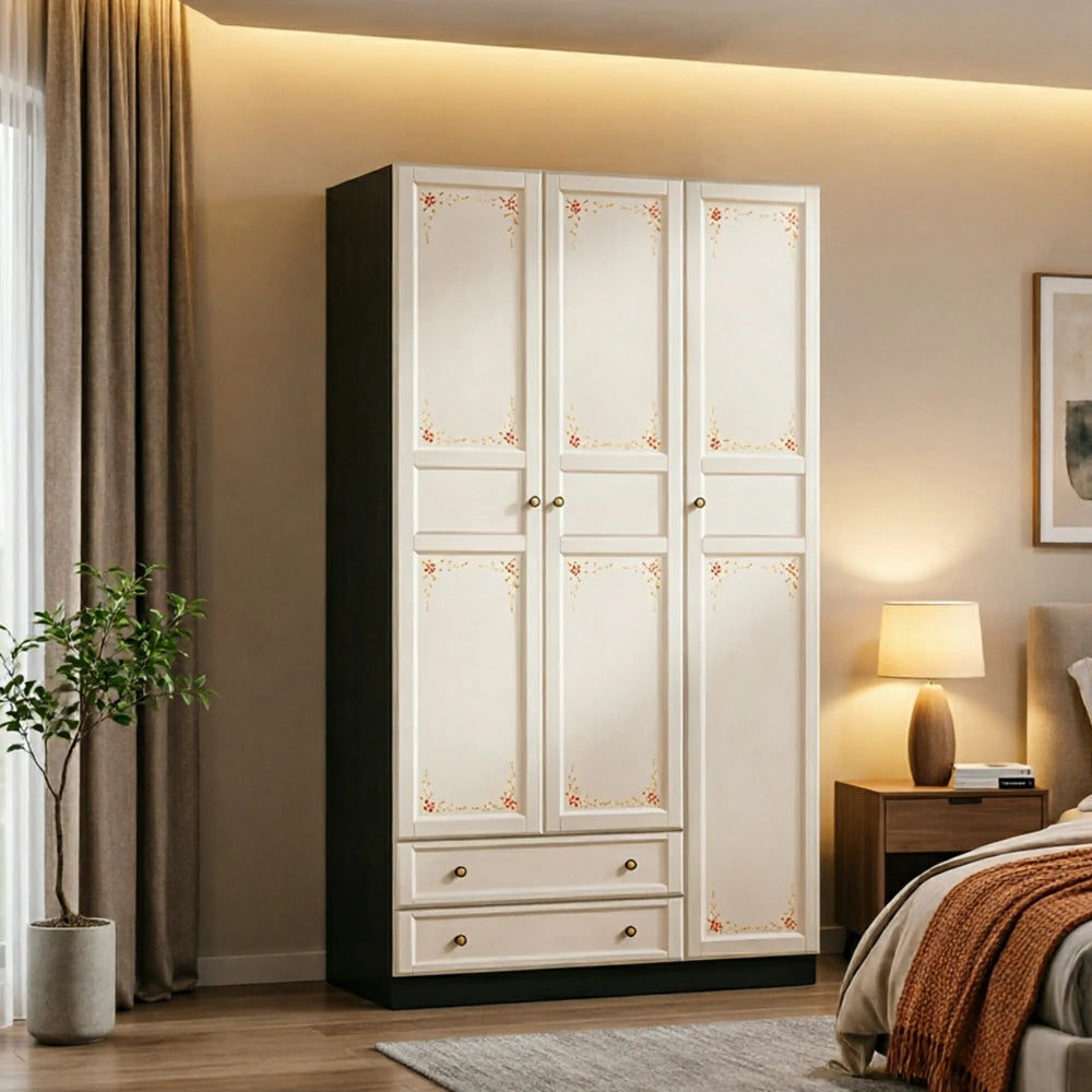 LUXORA Three Door Modular Full Wall Wardrobe Large Capacity Storage Cabinet for Bedroom Walk-In Closet - Beige