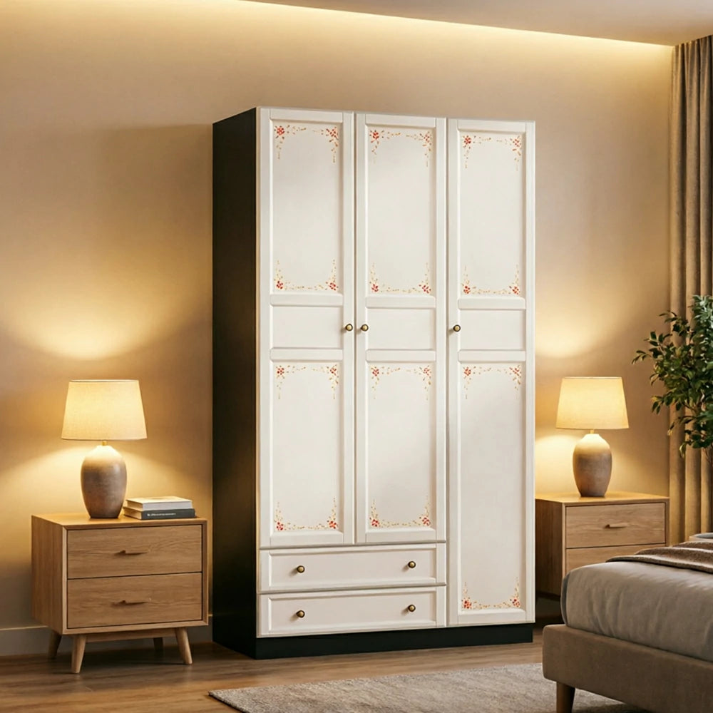LUXORA Three Door Modular Full Wall Wardrobe Large Capacity Storage Cabinet for Bedroom Walk-In Closet - Beige