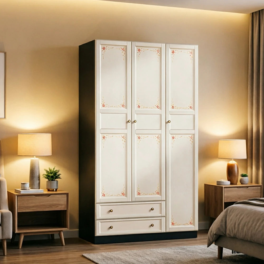 LUXORA Three Door Modular Full Wall Wardrobe Large Capacity Storage Cabinet for Bedroom Walk-In Closet - Beige