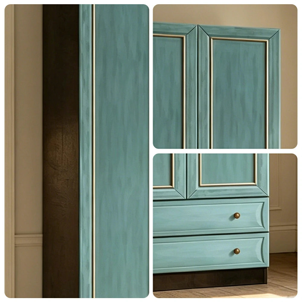 LUXORA Two Door Modular Full Wall Wardrobe Large Capacity Storage Cabinet for Bedroom Walk-In Closet - Blue