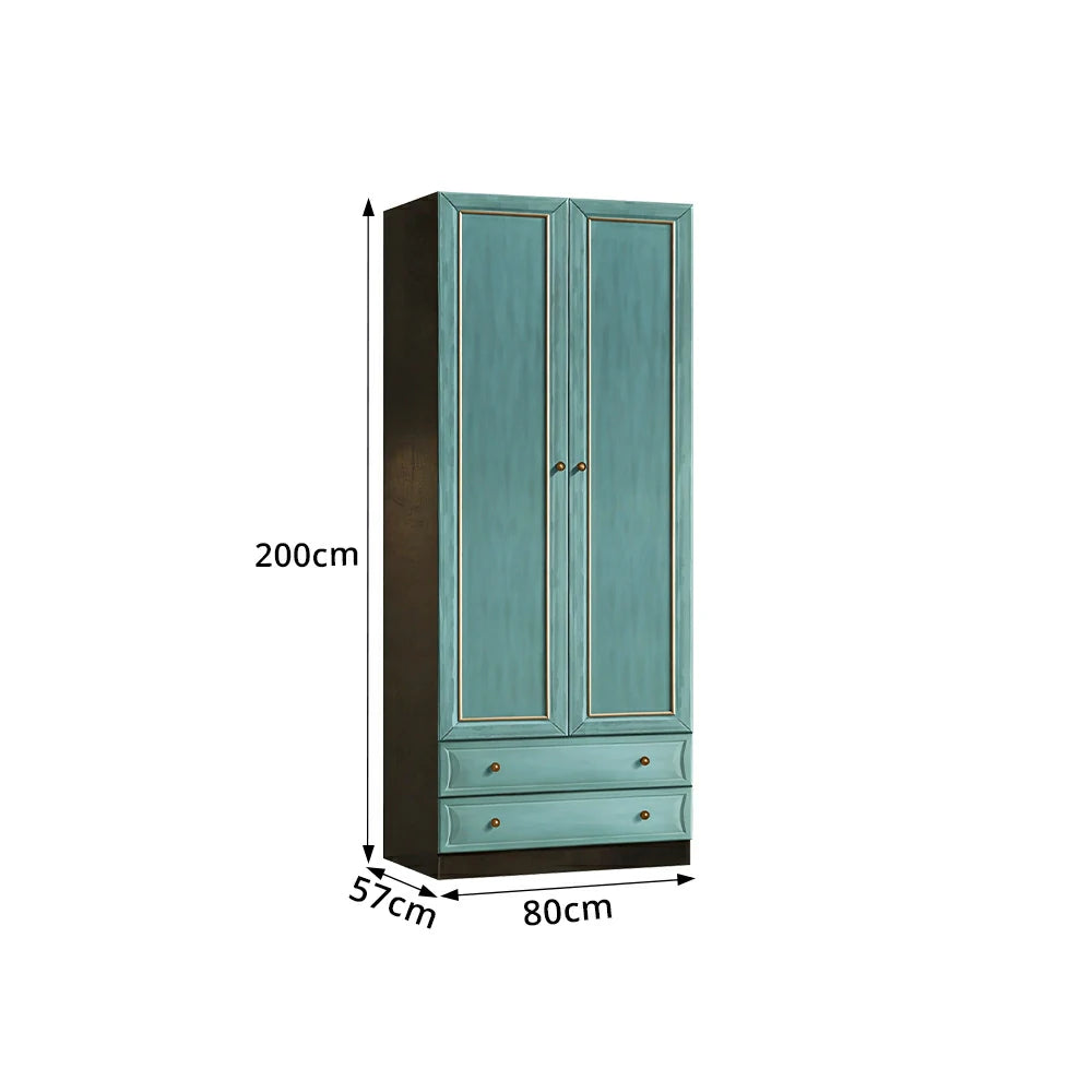 LUXORA Two Door Modular Full Wall Wardrobe Large Capacity Storage Cabinet for Bedroom Walk-In Closet - Blue