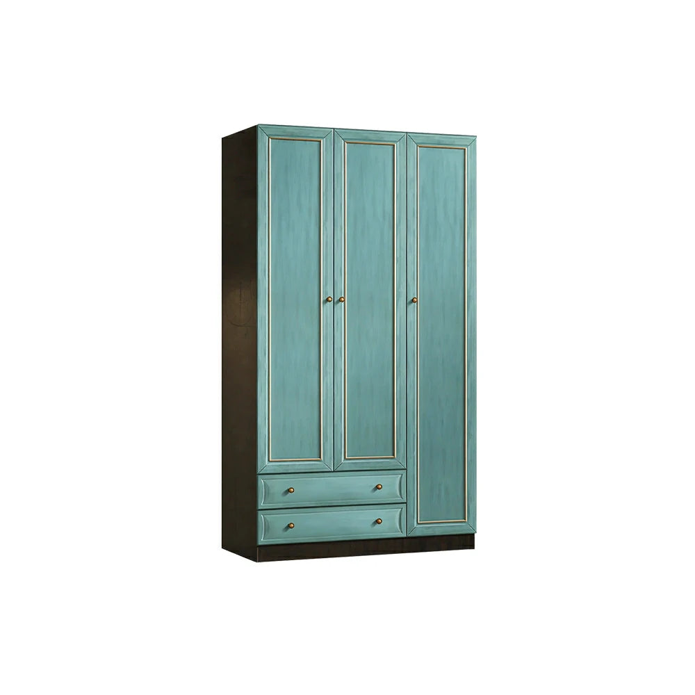 LUXORA Three Door Modular Full Wall Wardrobe Large Capacity Storage Cabinet for Bedroom Walk-In Closet - Blue
