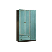 LUXORA Three Door Modular Full Wall Wardrobe Large Capacity Storage Cabinet for Bedroom Walk-In Closet - Blue