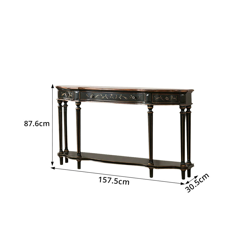 LUXORA Vintage Entryway Console Table Hand-Painted Solid Wood Accent Table for Hallway Living Room - Black