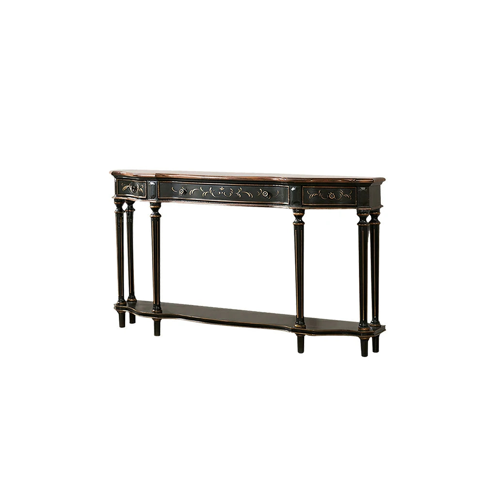 LUXORA Vintage Entryway Console Table Hand-Painted Solid Wood Accent Table for Hallway Living Room - Black