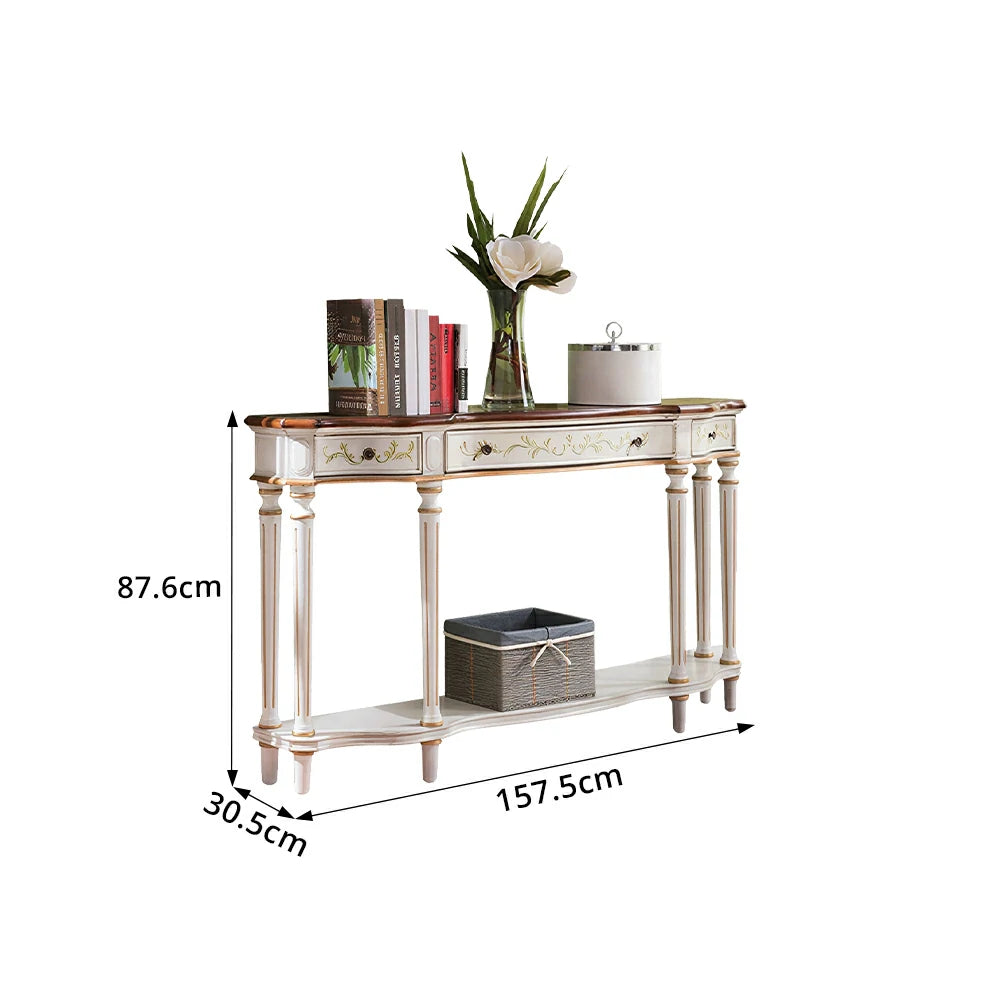 LUXORA Vintage Entryway Console Table Hand-Painted Solid Wood Accent Table for Hallway Living Room - White