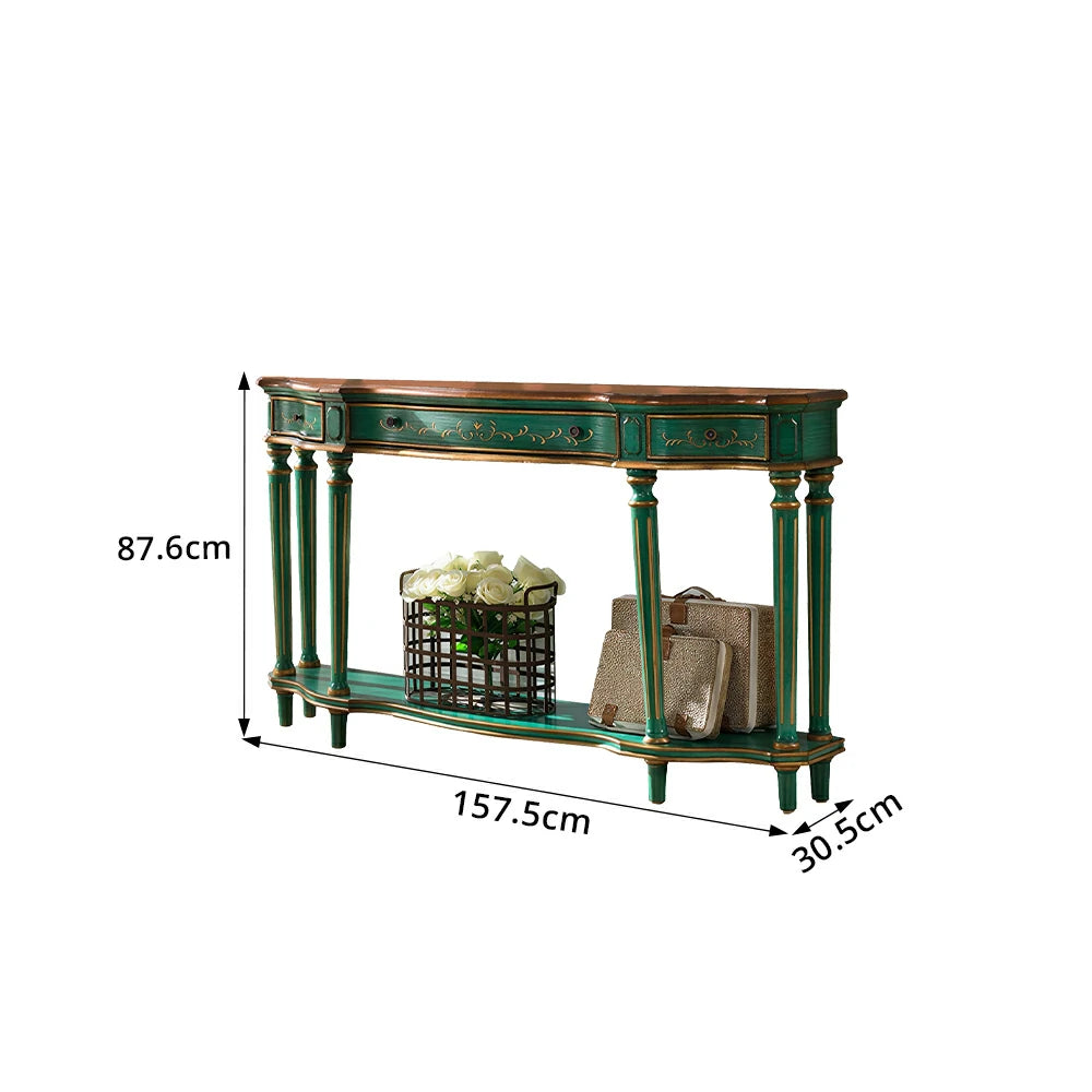LUXORA Vintage Entryway Console Table Hand-Painted Solid Wood Accent Table for Hallway Living Room - Green