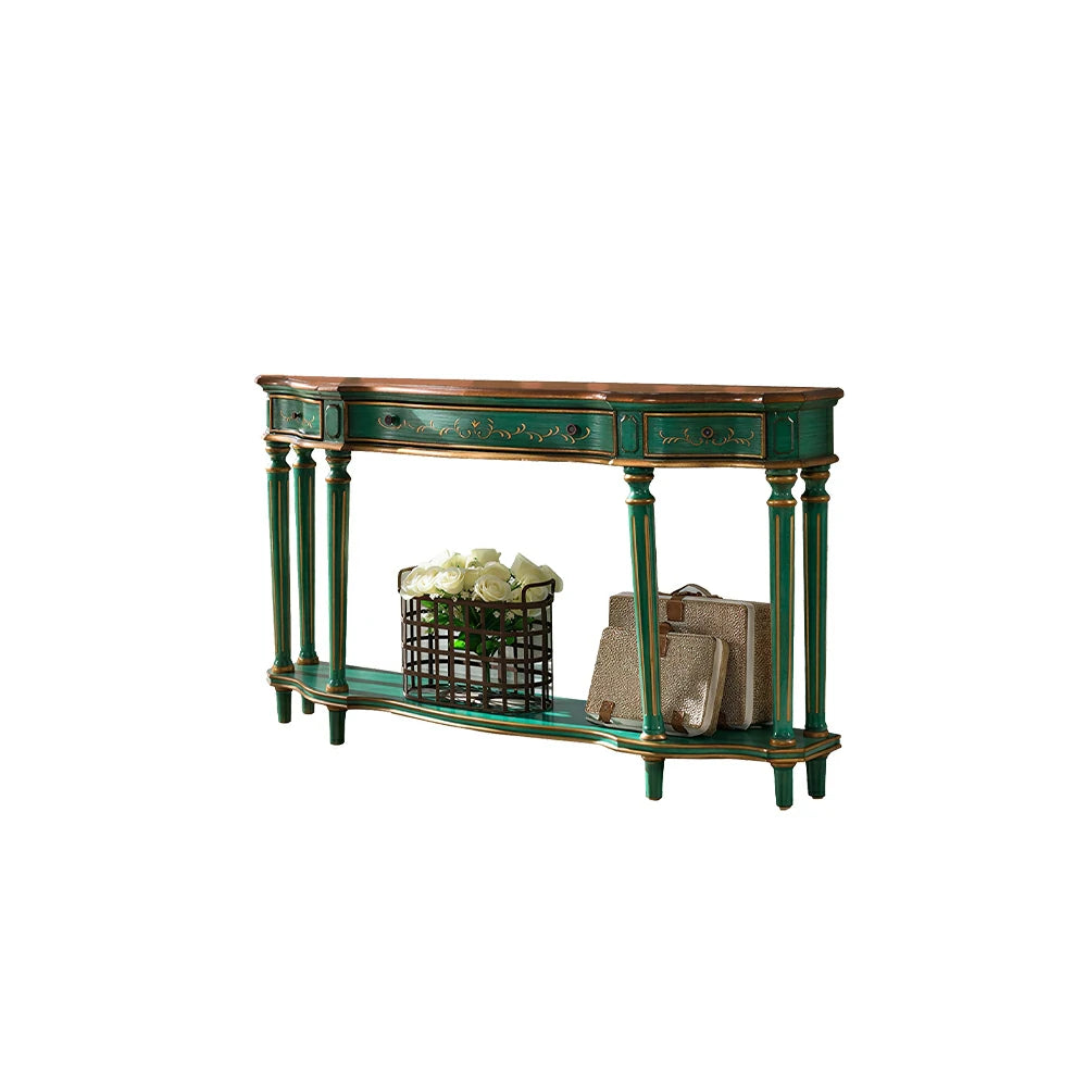 LUXORA Vintage Entryway Console Table Hand-Painted Solid Wood Accent Table for Hallway Living Room - Green