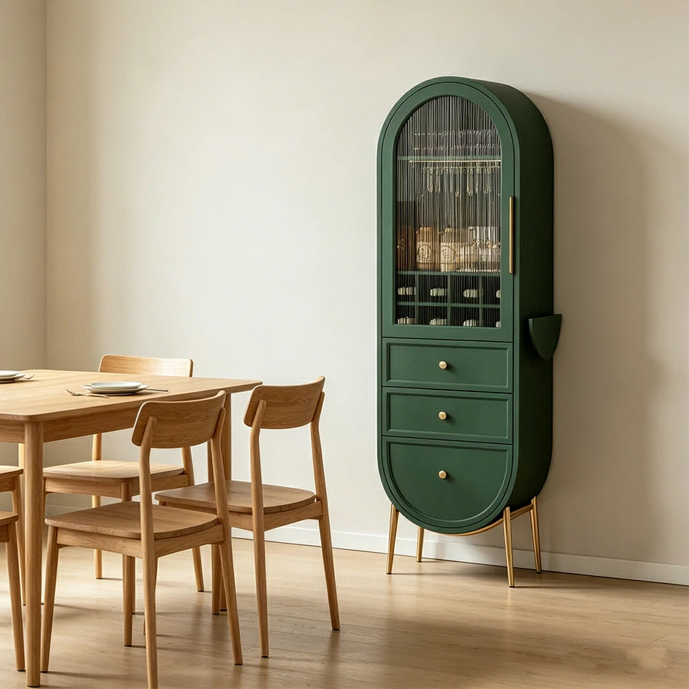 LUXORA Vintage Sideboard Wine Cabinet Metal Frame Storage Unit for Living Room Dining Room - Green