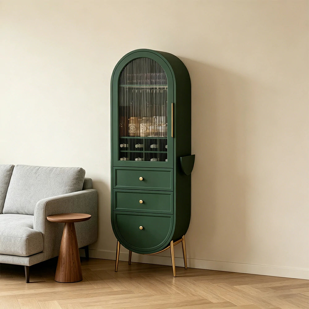 LUXORA Vintage Sideboard Wine Cabinet Metal Frame Storage Unit for Living Room Dining Room - Green