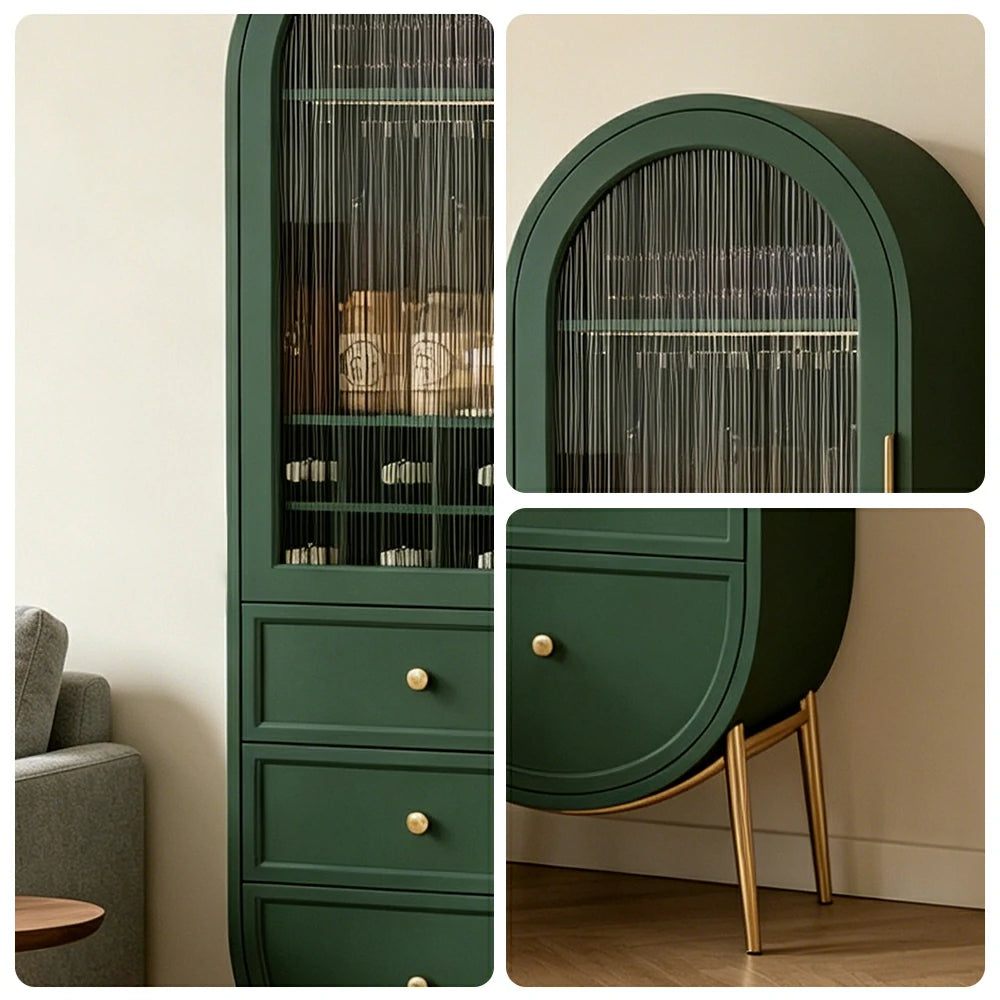 LUXORA Vintage Sideboard Wine Cabinet Metal Frame Storage Unit for Living Room Dining Room - Green