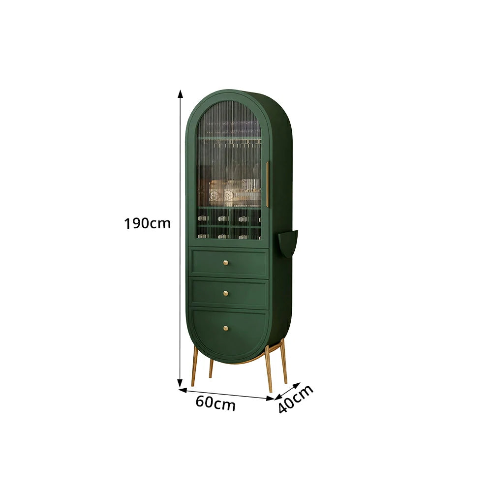 LUXORA Vintage Sideboard Wine Cabinet Metal Frame Storage Unit for Living Room Dining Room - Green