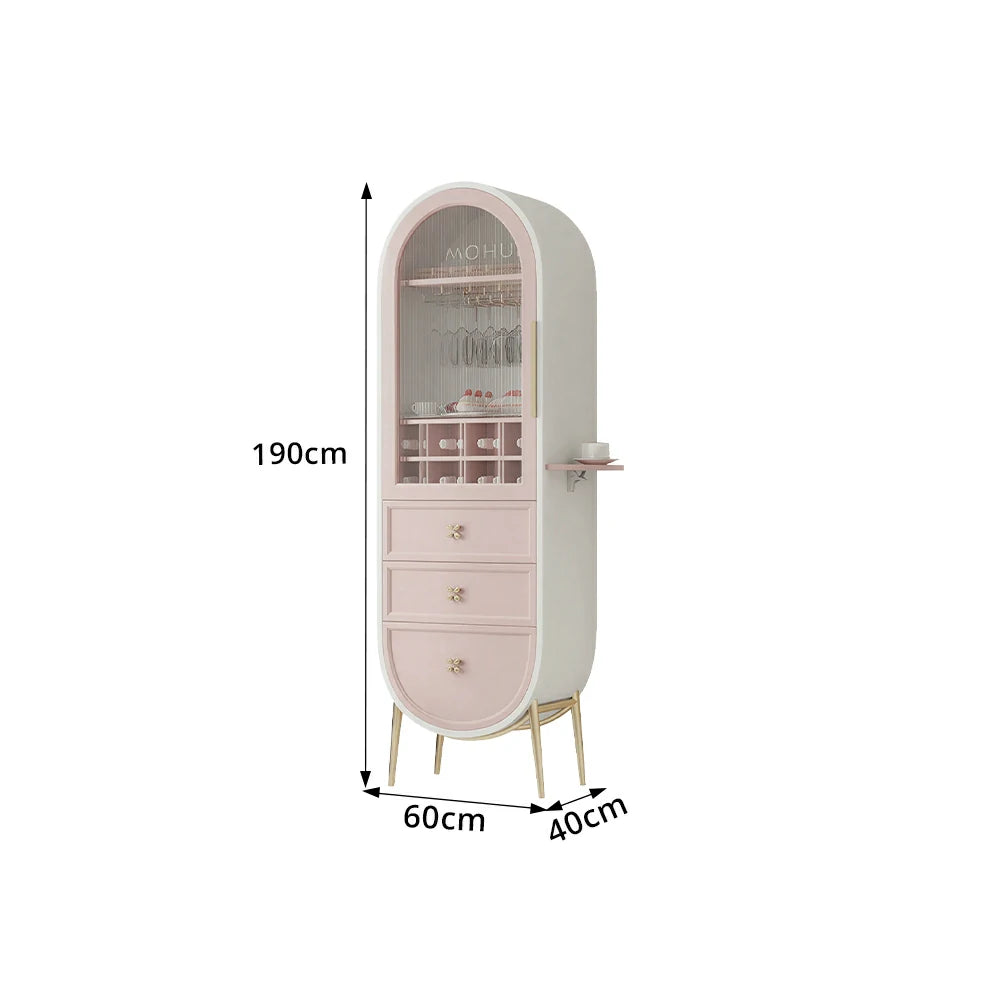 LUXORA Vintage Sideboard Wine Cabinet Metal Frame Storage Unit for Living Room Dining Room - Pink