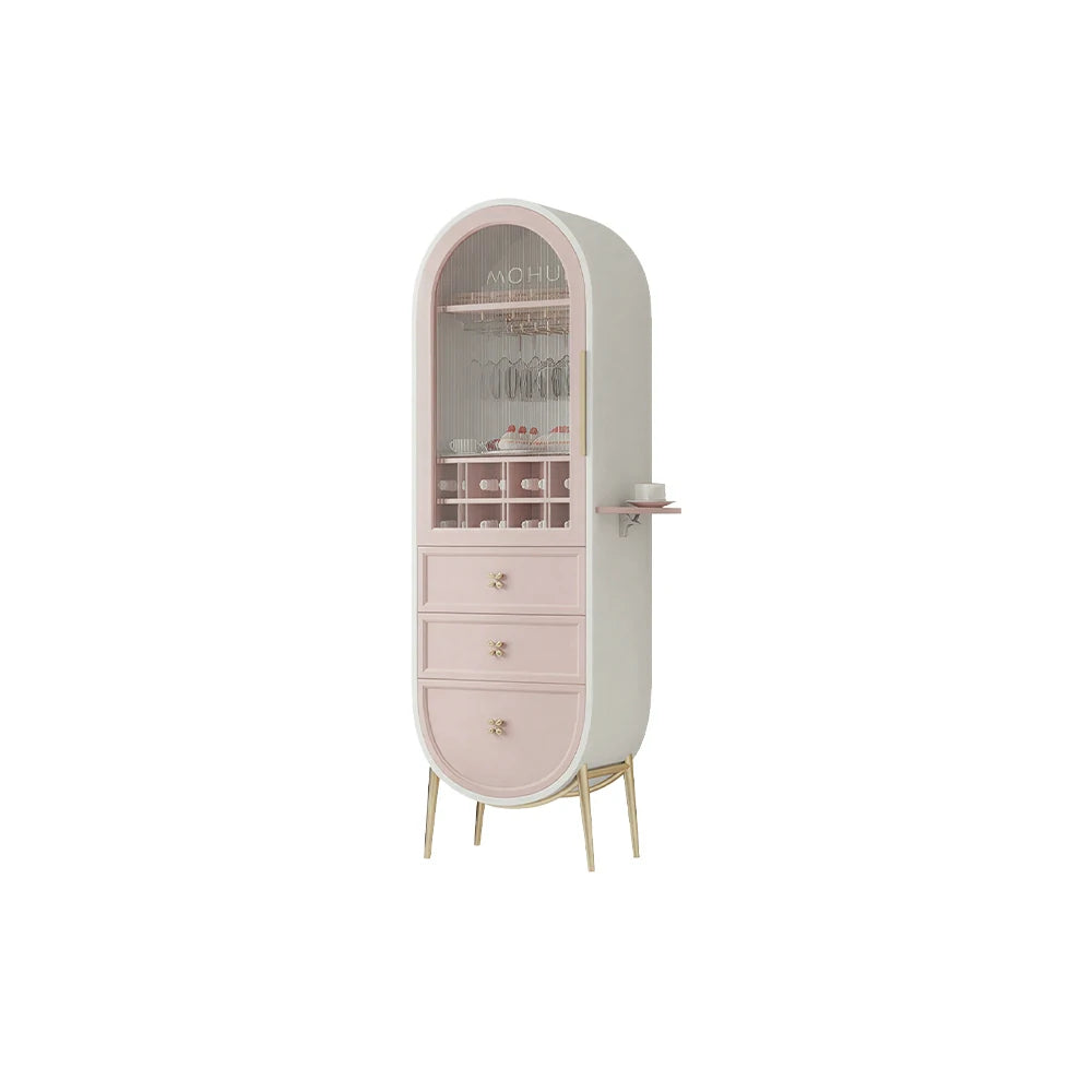 LUXORA Vintage Sideboard Wine Cabinet Metal Frame Storage Unit for Living Room Dining Room - Pink