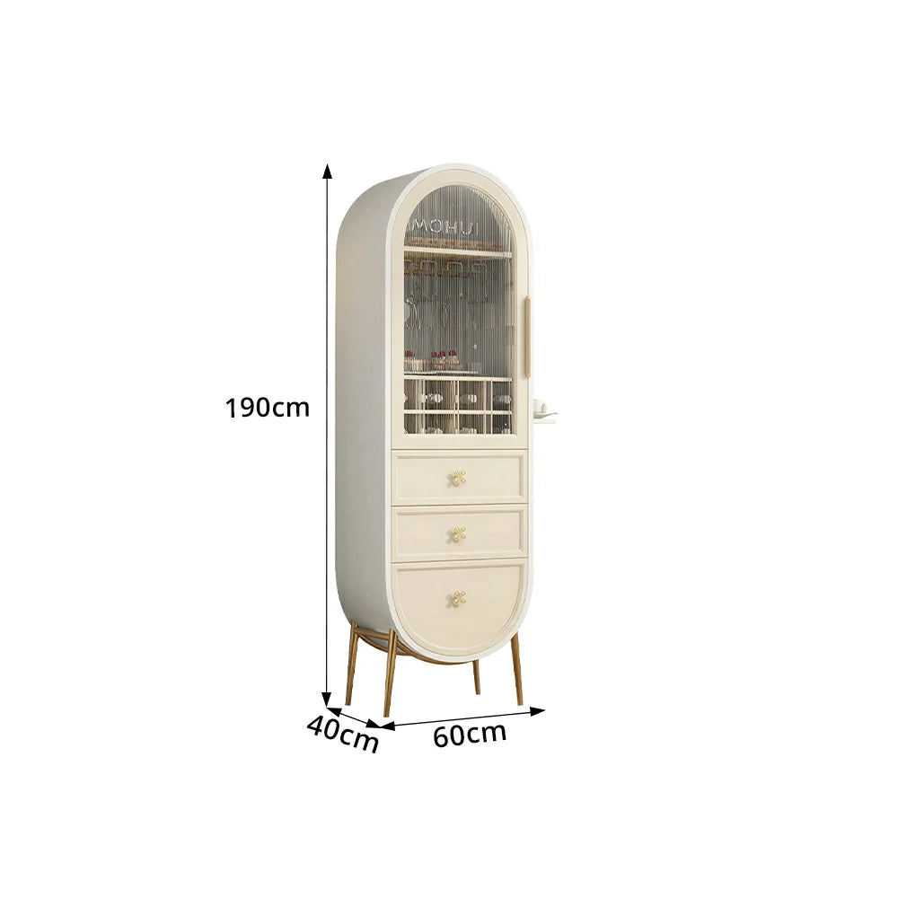 LUXORA Vintage Sideboard Wine Cabinet Metal Frame Storage Unit for Living Room Dining Room - Beige