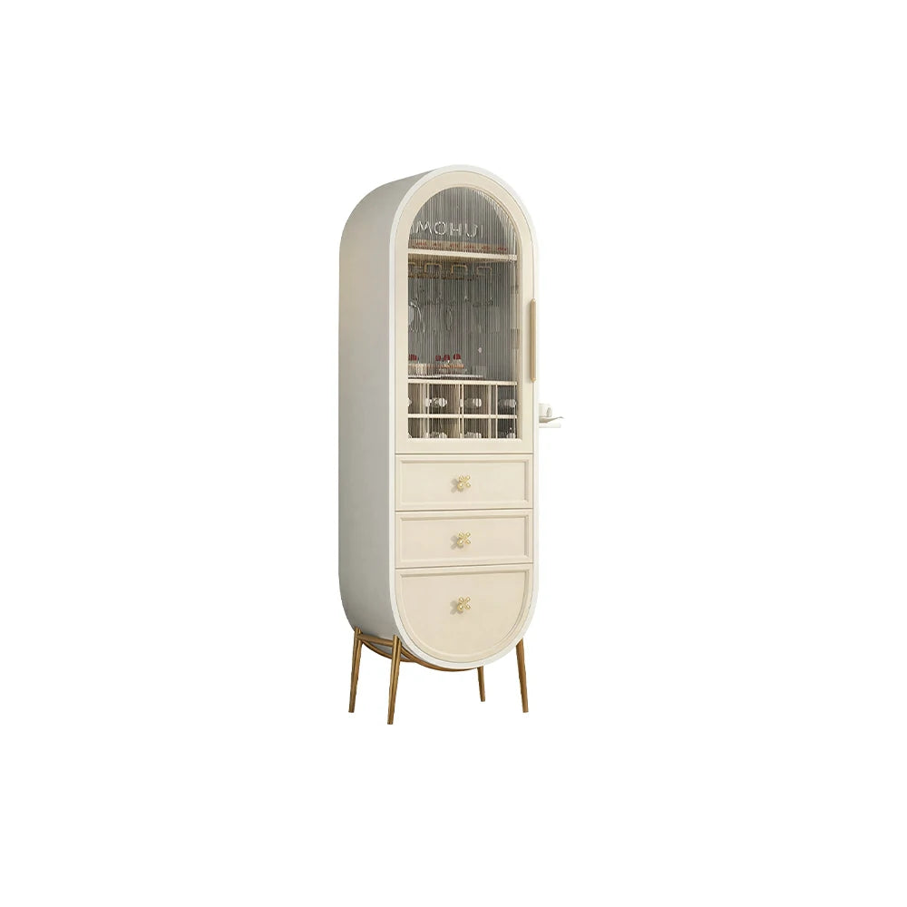 LUXORA Vintage Sideboard Wine Cabinet Metal Frame Storage Unit for Living Room Dining Room - Beige