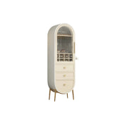 LUXORA Vintage Sideboard Wine Cabinet Metal Frame Storage Unit for Living Room Dining Room - Beige
