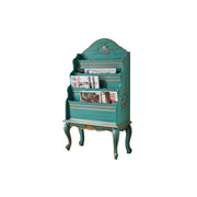 LUXORA Vintage Display Cabinet Multi-Layer Solid Wood Storage Shelf for Living Room Reading Corner - Blue&Green