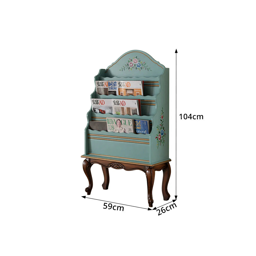 LUXORA Vintage Display Cabinet Multi-Layer Solid Wood Storage Shelf for Living Room Reading Corner - Green