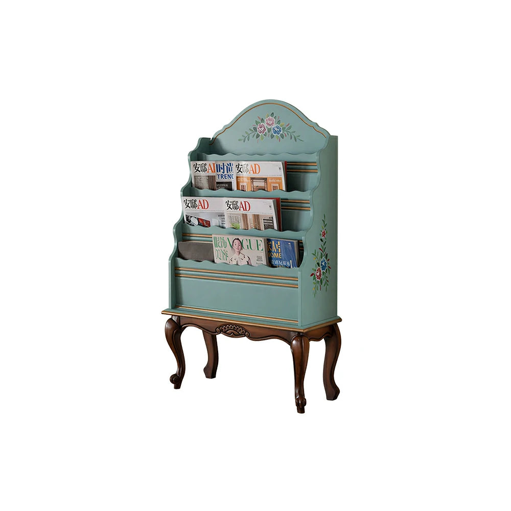 LUXORA Vintage Display Cabinet Multi-Layer Solid Wood Storage Shelf for Living Room Reading Corner - Green