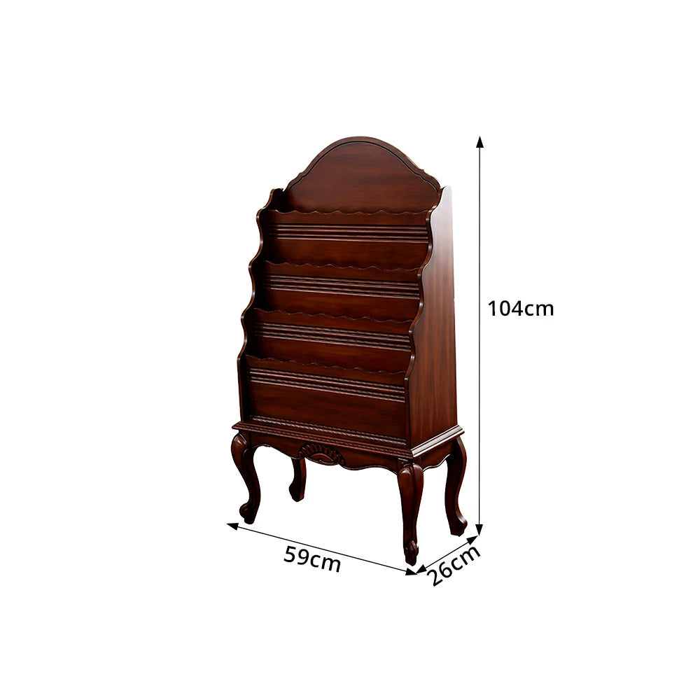 LUXORA Vintage Display Cabinet Multi-Layer Solid Wood Storage Shelf for Living Room Reading Corner - Brown