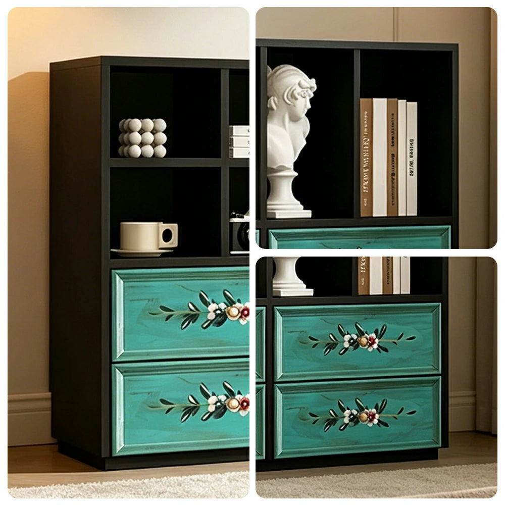 LUXORA Modular Storage Cabinet 6 Drawer Hand-Painted Organizer for Living Room Bedroom - Black