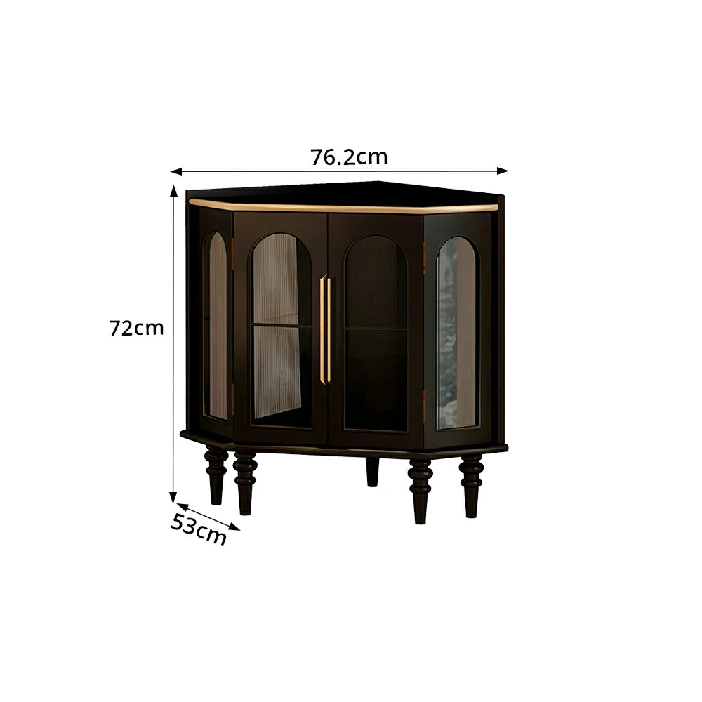 LUXORA Corner Display Cabinet Raised Wood Leg Storage Unit for Entryway Dining Room - Black