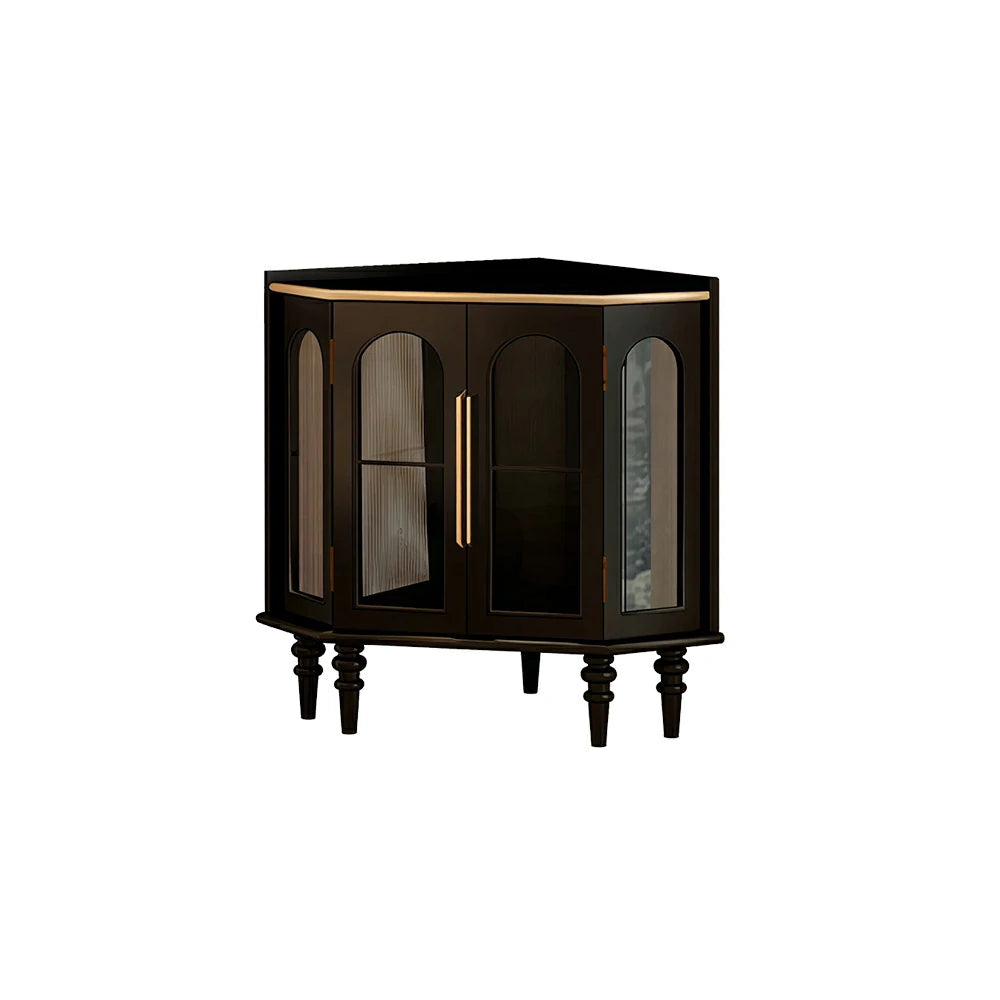 LUXORA Corner Display Cabinet Raised Wood Leg Storage Unit for Entryway Dining Room - Black