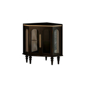 LUXORA Corner Display Cabinet Raised Wood Leg Storage Unit for Entryway Dining Room - Black