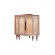 LUXORA Corner Display Cabinet Raised Wood Leg Storage Unit for Entryway Dining Room - Pink