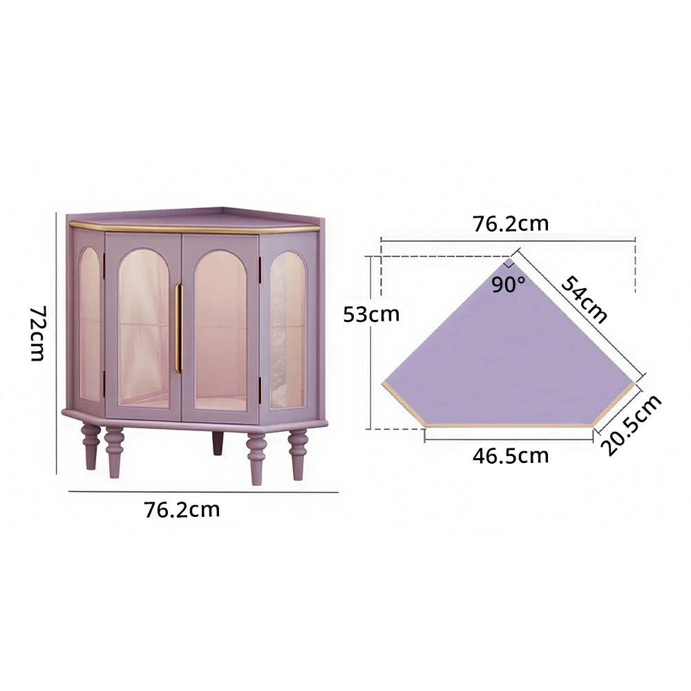 LUXORA Corner Display Cabinet Raised Wood Leg Storage Unit for Entryway Dining Room - Purple