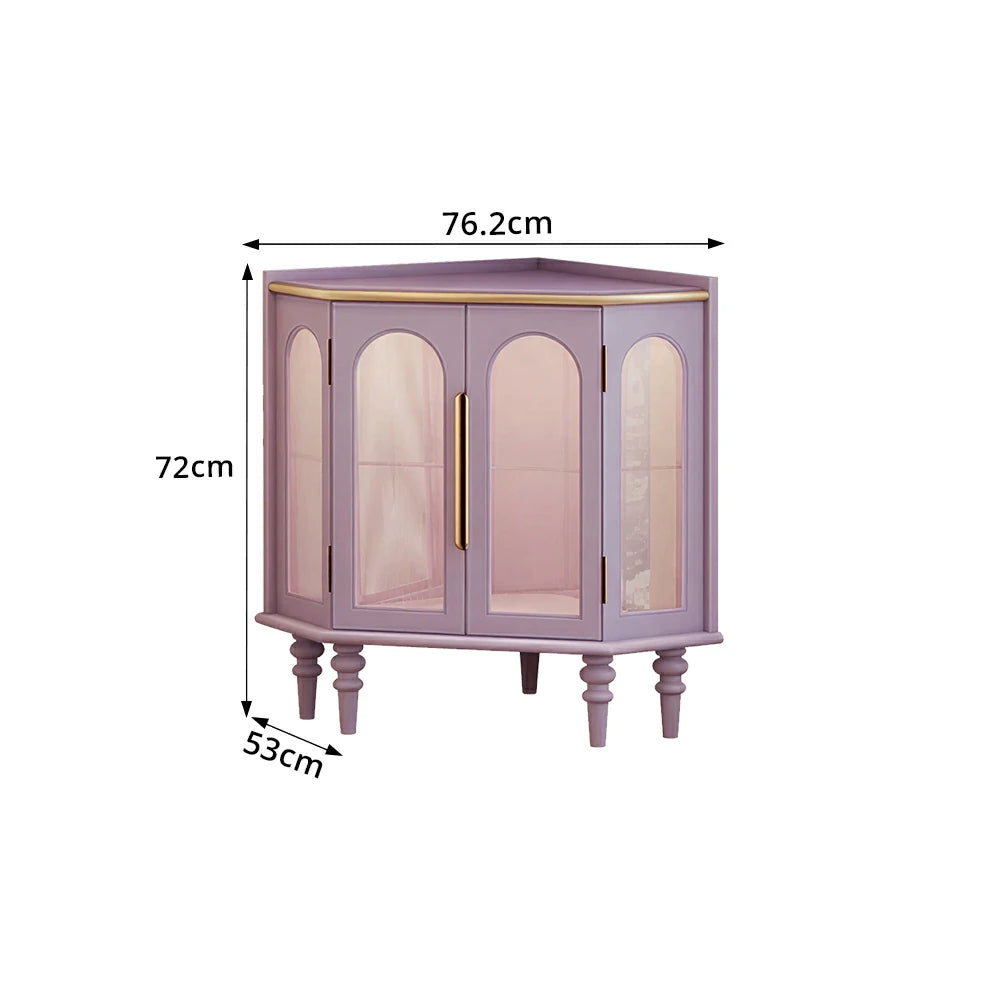 LUXORA Corner Display Cabinet Raised Wood Leg Storage Unit for Entryway Dining Room - Purple