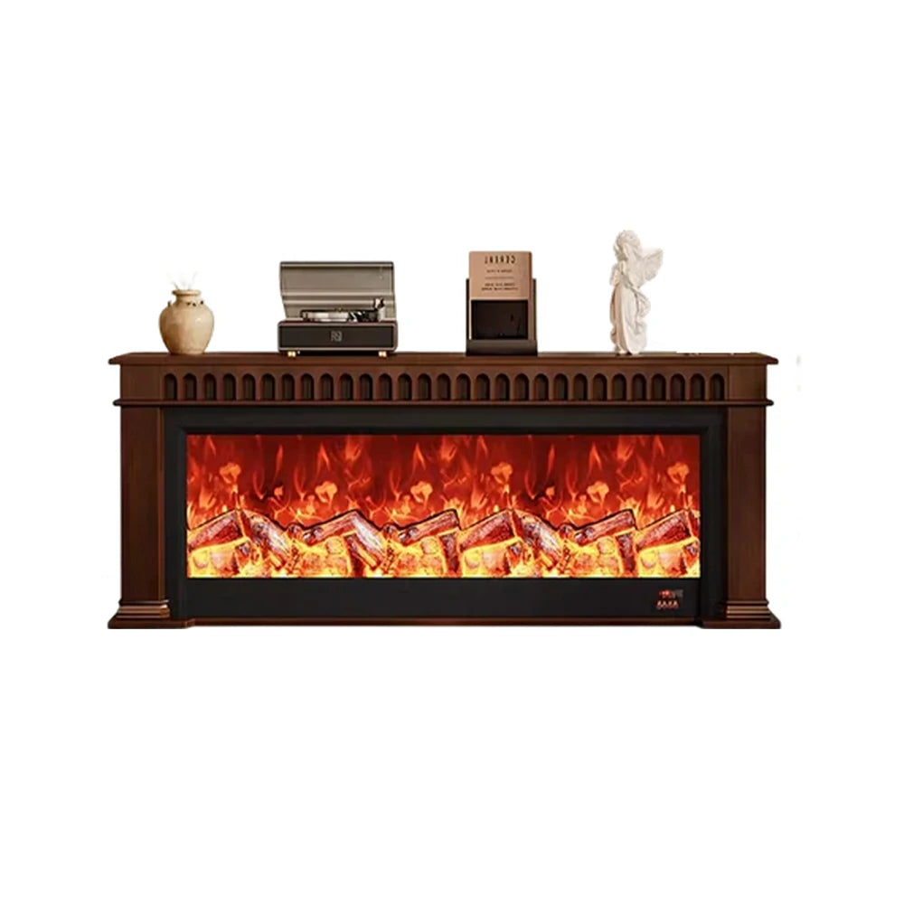 LUXORA 150/180/200cm Electric Fireplace TV Stand Console Solid Wood Frame LED Resin Flame Decorative Mantel Cabinet