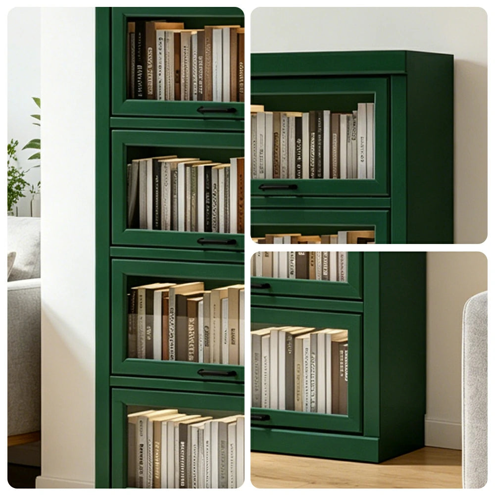LUXORA Tall Storage Cabinet Solid Wood Flip Up Door Display Shelf for Living Room Study & Leisure Spaces - Green