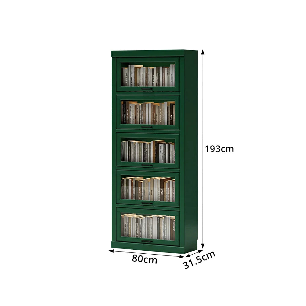 LUXORA Tall Storage Cabinet Solid Wood Flip Up Door Display Shelf for Living Room Study & Leisure Spaces - Green