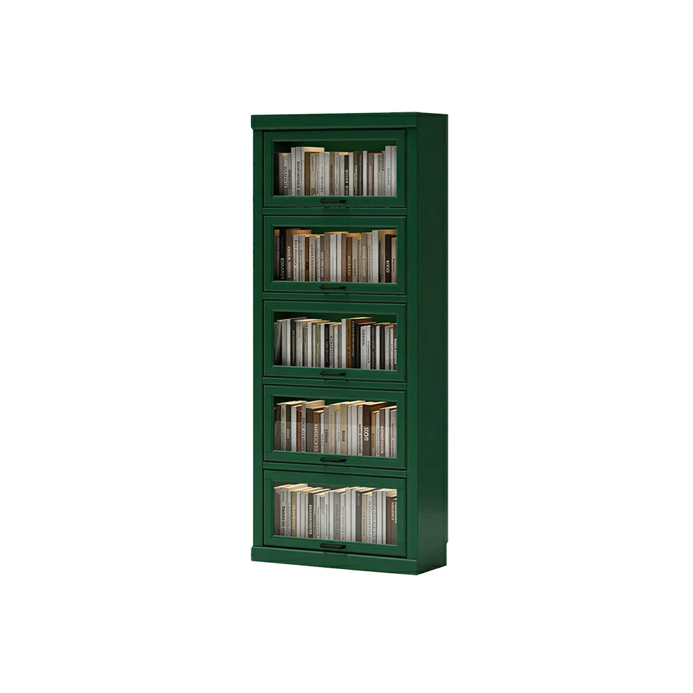 LUXORA Tall Storage Cabinet Solid Wood Flip Up Door Display Shelf for Living Room Study & Leisure Spaces - Green