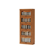 LUXORA Tall Storage Cabinet Solid Wood Flip Up Door Display Shelf for Living Room Study & Leisure Spaces - Cherry