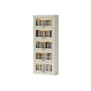 LUXORA Tall Storage Cabinet Solid Wood Flip Up Door Display Shelf for Living Room Study & Leisure Spaces - White