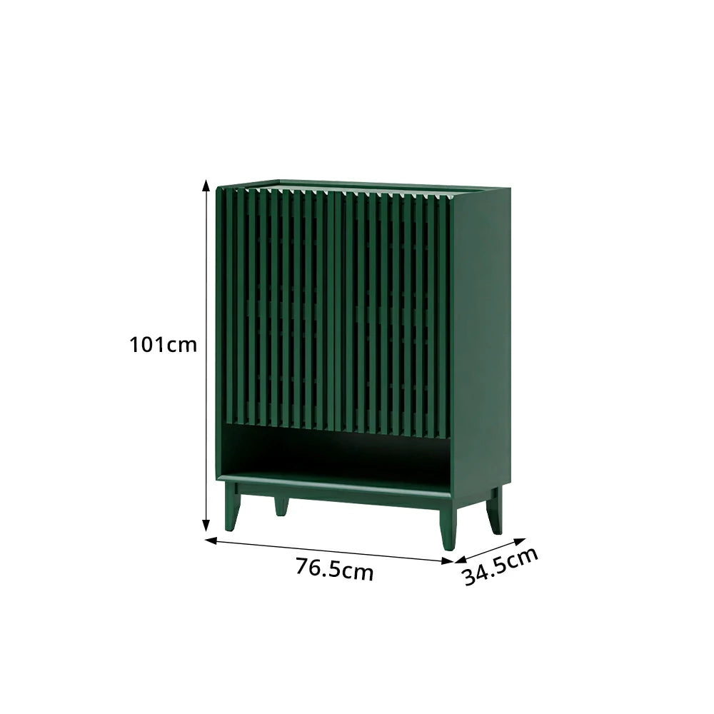 LUXORA Slatted Door Shoe Cabinet Solid Wood Adjustable Storage for Entryway Hallway & Bedroom - Green