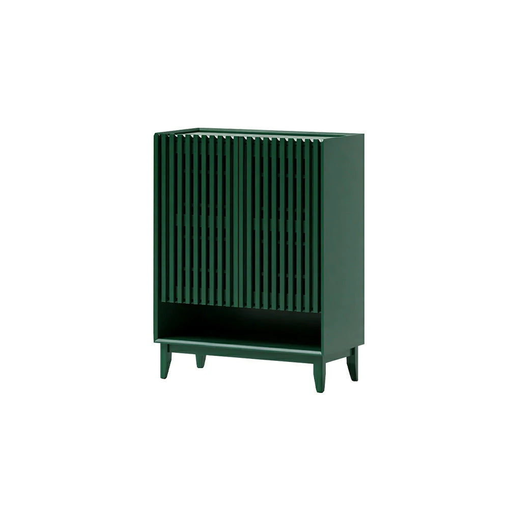 LUXORA Slatted Door Shoe Cabinet Solid Wood Adjustable Storage for Entryway Hallway & Bedroom - Green