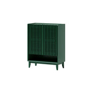 LUXORA Slatted Door Shoe Cabinet Solid Wood Adjustable Storage for Entryway Hallway & Bedroom - Green