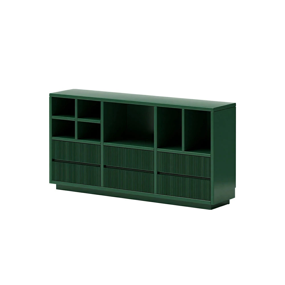 LUXORA Solid Wood Combination Cabinet FAS Rubber Wood Multi Zone Storage for Living Room Kids Room & Study - Green