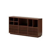 LUXORA Solid Wood Combination Cabinet FAS Rubber Wood Multi Zone Storage for Living Room Kids Room & Study - Walnut