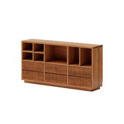 LUXORA Solid Wood Combination Cabinet FAS Rubber Wood Multi Zone Storage for Living Room Kids Room & Study - Cherry