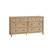 LUXORA French Vintage Solid Wood 8-Drawer Chest - 160cm Bedroom Entryway Storage Cabinet - Natural Wood