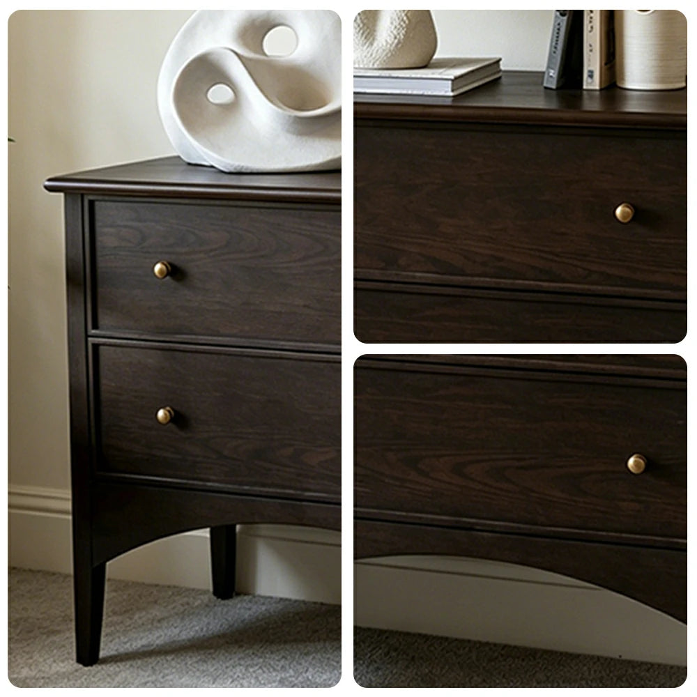 LUXORA French Natural Solid Wood 4-Drawer Entryway Cabinet - 160cm Hallway Storage Sideboard - Walnut